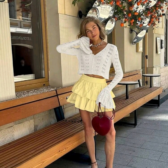 Spring And Summer New V-Neck White Hollow Thin Button Long Sleeved Knitted Cardi - Picture 3 of 4